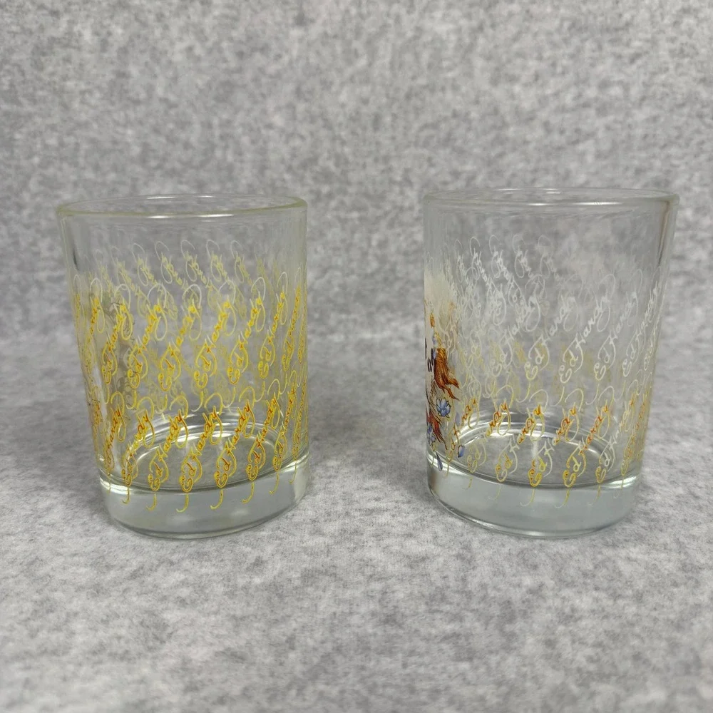 Don Ed Hardy Designs Tattoo Art Whiskey Rocks Glasses Set Of 2 Skull Y2K
